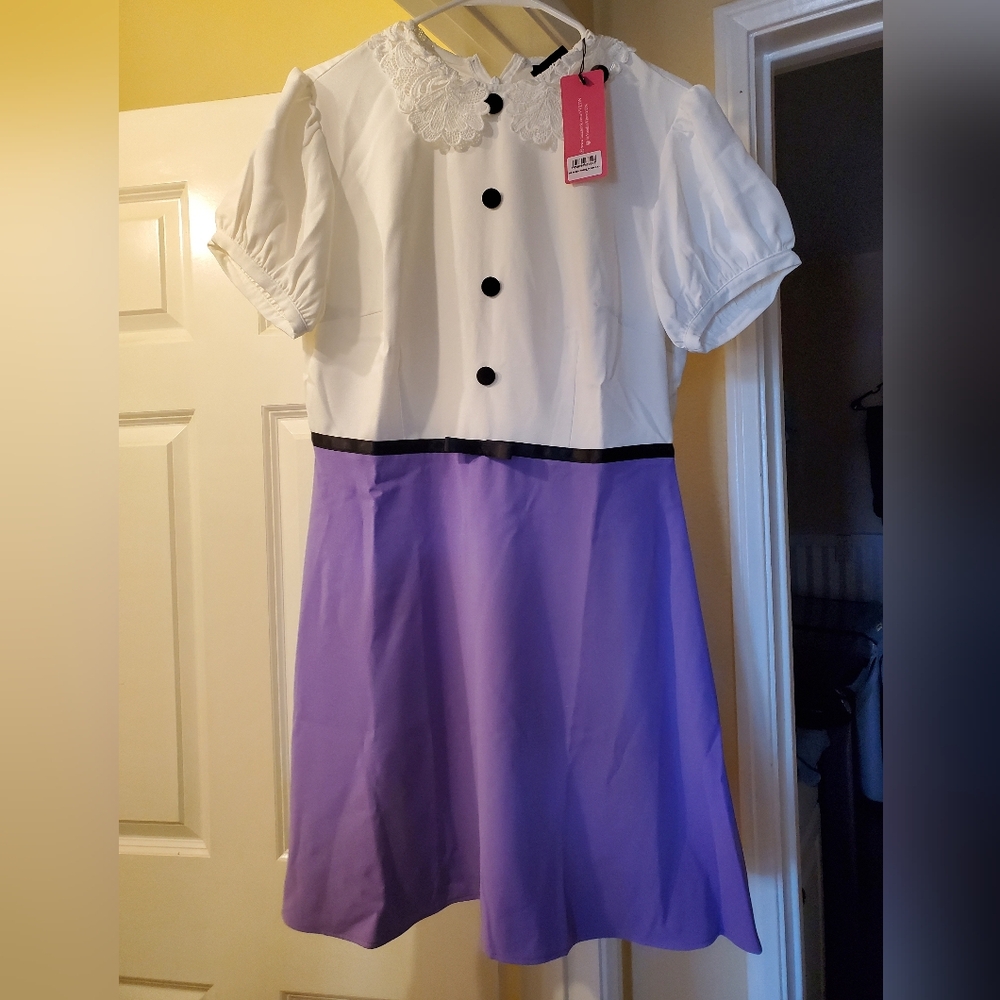 NWT Xl Voodoo Vixen lace collar white and lavender dress